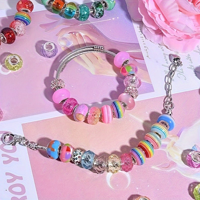 50 Colorful Resin Glass Beads for Jewelry Making Large Hole Rhinestone Embellishments