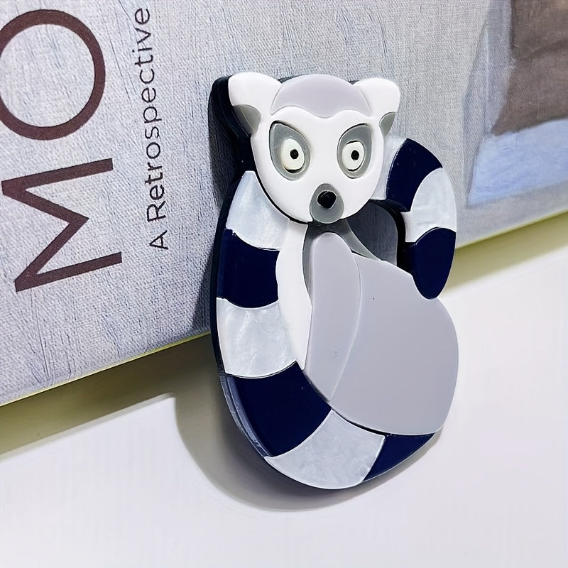 Cute Lemur Brooch Cartoon Animal Pin Acrylic Jewelry for Clothing Bags