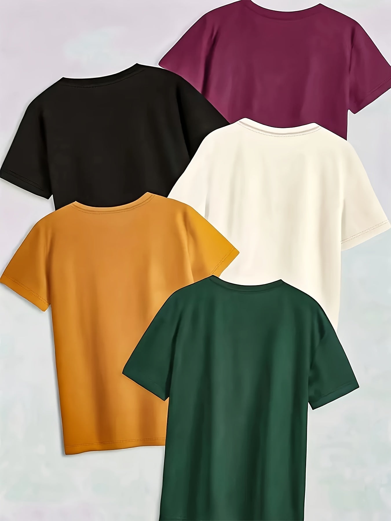 Women's Casual Short Sleeve T-Shirts Pack of 5 Breathable, Solid Colors