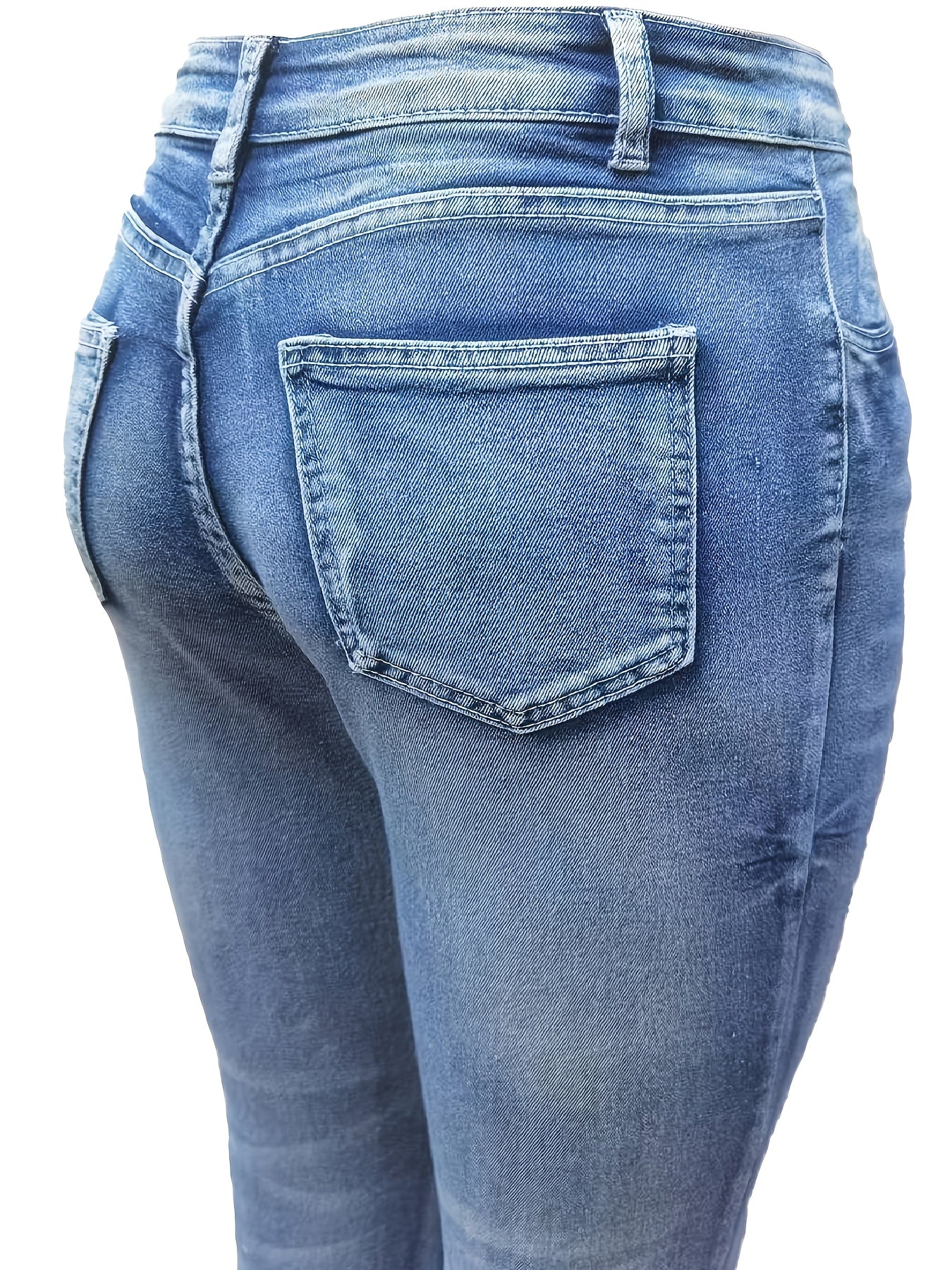 Women Plus Size Skinny Jeans High Stretch Denim Solid Color Tapered