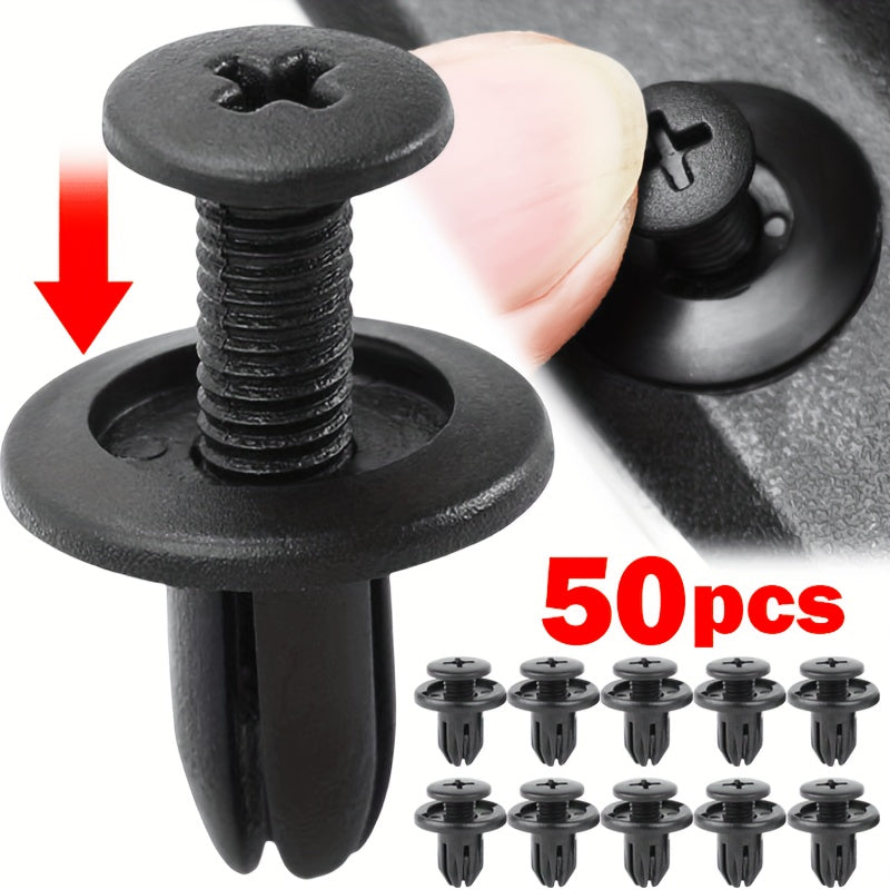 50 Pack Plastic Rivet Fasteners 8mm Push Clips for Car Door Trim