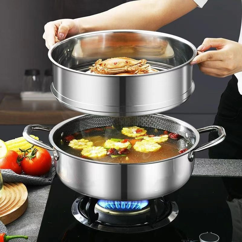 Large Capacity Stainless Steel Stockpot with Honeycomb Design Non-Stick Double Boiler Universal Hot Pot for Induction