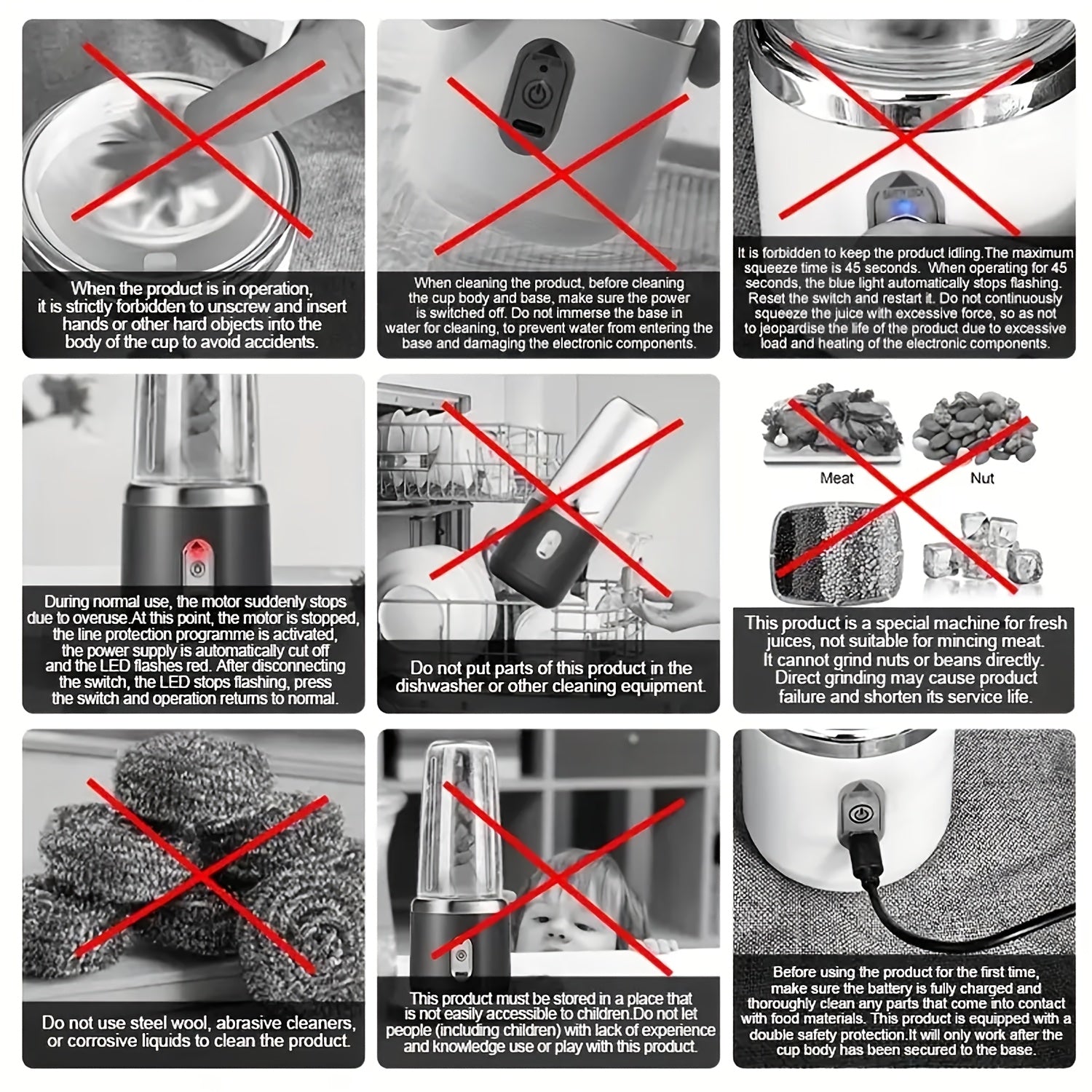 Licuadora personal recargable por USB portátil para batidos y fruta, azul o rosa