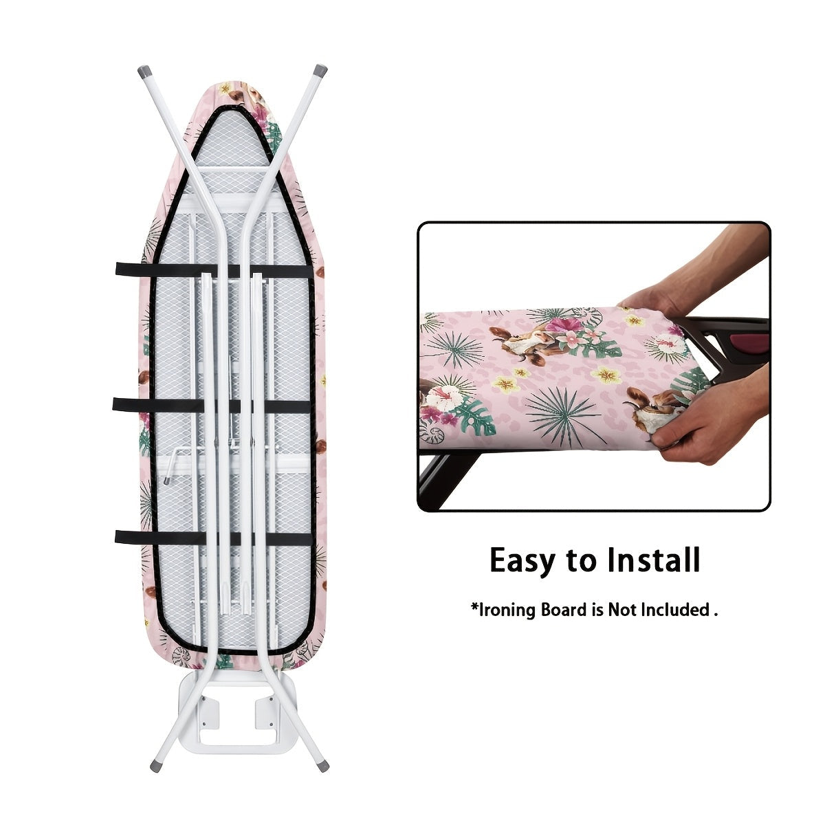 Cow Print Ironing Board Cover and Pad 38x137cm Stain-Resistant Thick Padding
