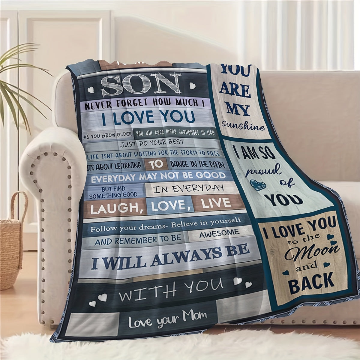 Soft Flannel Throw Blanket for Kids All-Season Cozy Fleece with Inspirational Quote