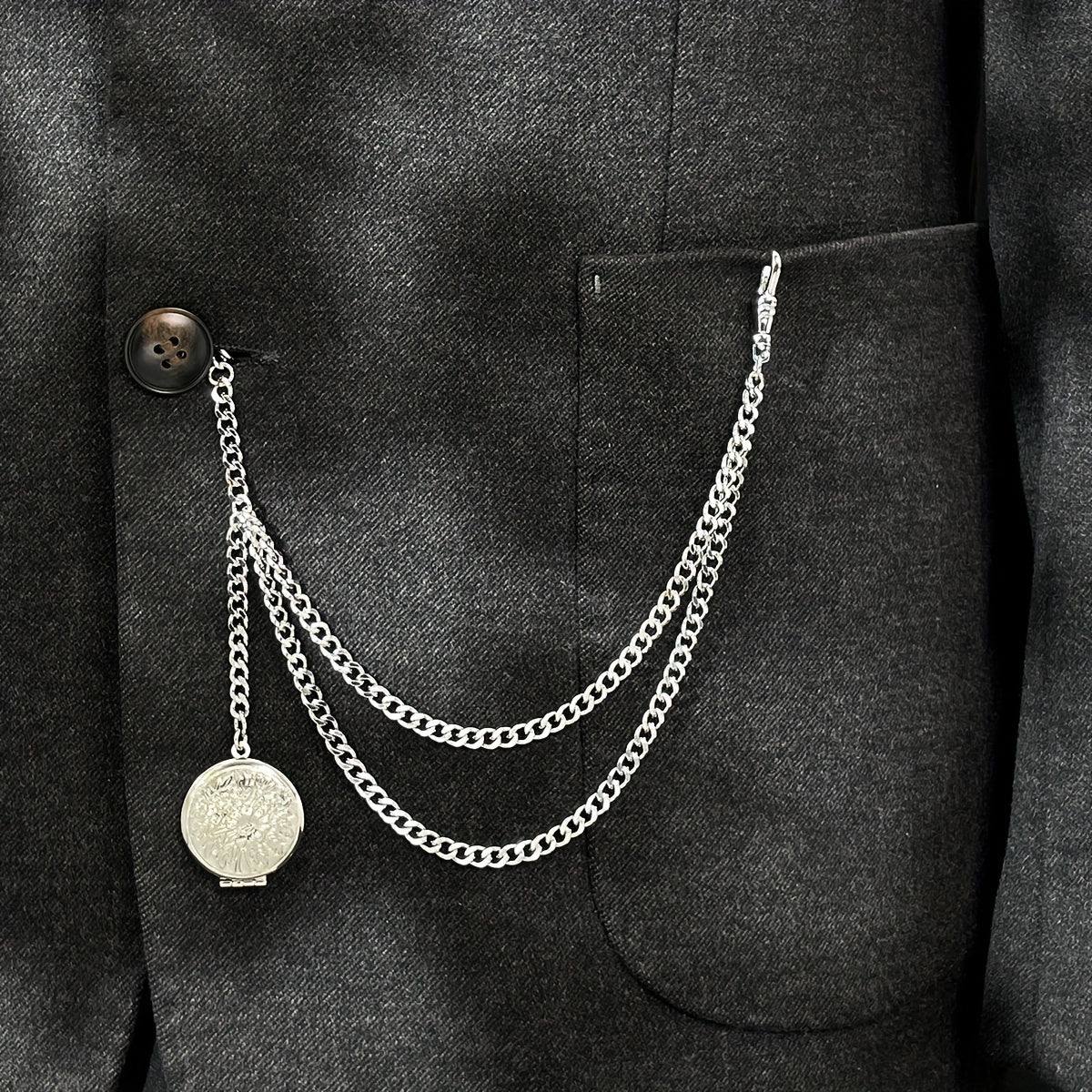 Cadena de chaleco para hombre con reloj de bolsillo de oro y colgante de flor de rosa