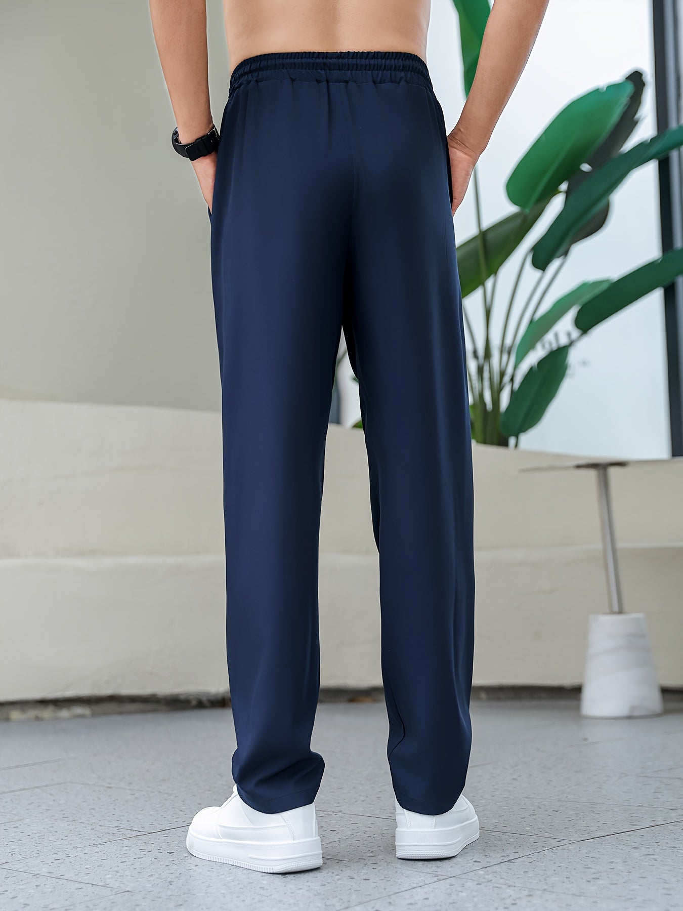 Men's 3-Pack Athletic Casual Pants Polyester Blend Straight Leg Solid Color Drawstring Waist