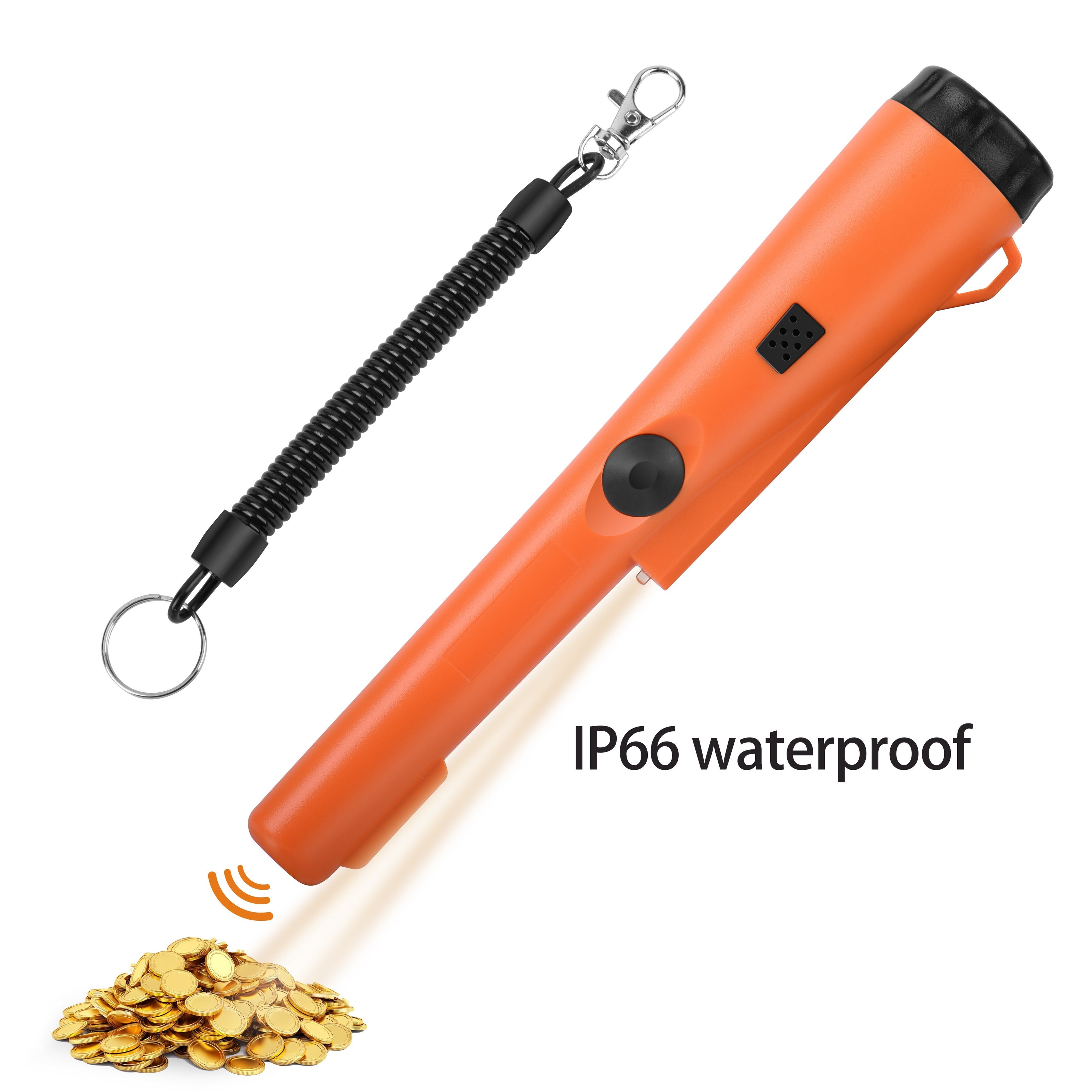 Non-Ferrous Metal Detector Wand Pinpointer with 360° Search, Vibration and Light
