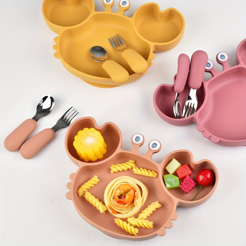 Silicone Toddler Feeding Plate with Suction Cup Cute Safe BPA-Free Dishwasher Safe