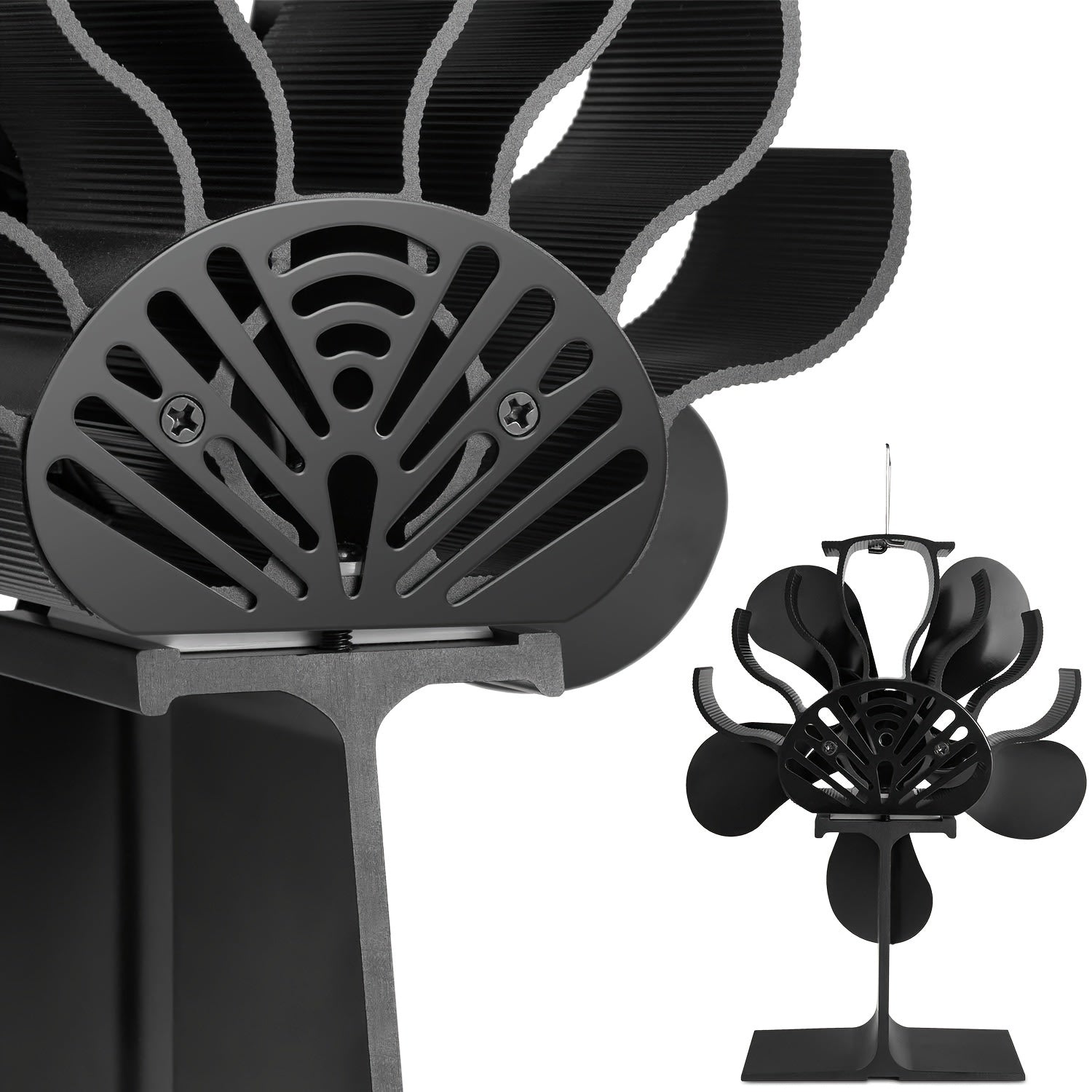 Portable 5-Blade Wood Stove Fan Heat Powered No Electricity Heating Cooling Gift