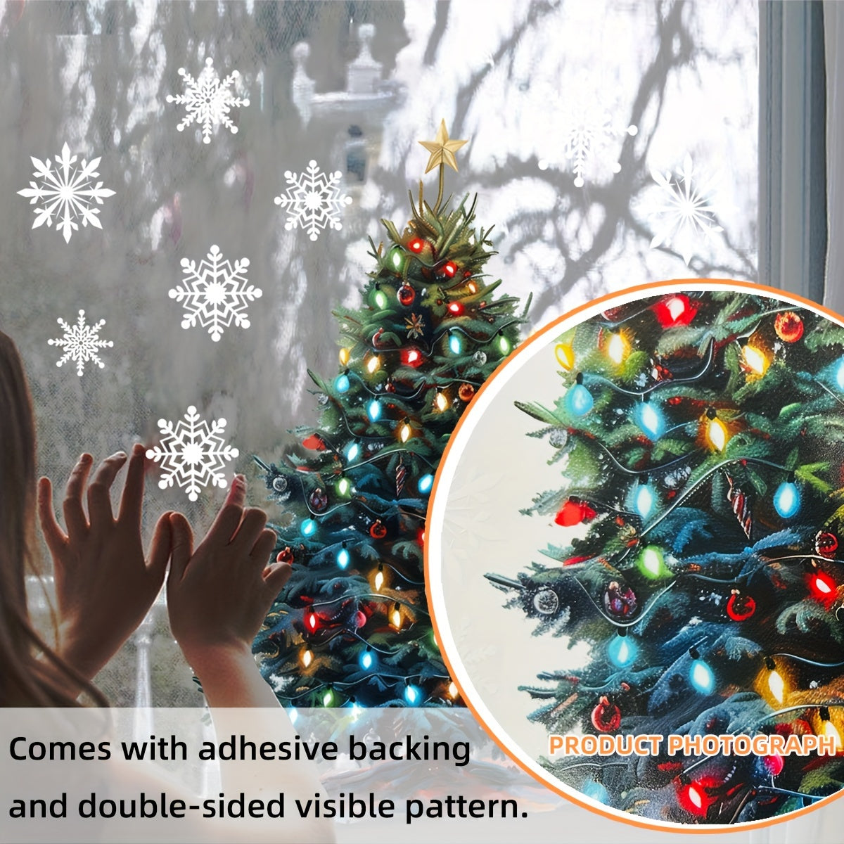 Self-Adhesive Christmas Window Clings Snowflake Tree Decor 30.48cm x 40.64cm