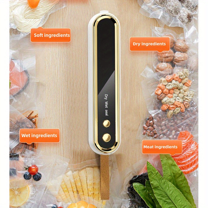 Sellador de alimentos automático multifuncional con sellado de bolsas de aperitivos para conservación a largo plazo, portátil, inalámbrico, compacto y fácil de usar