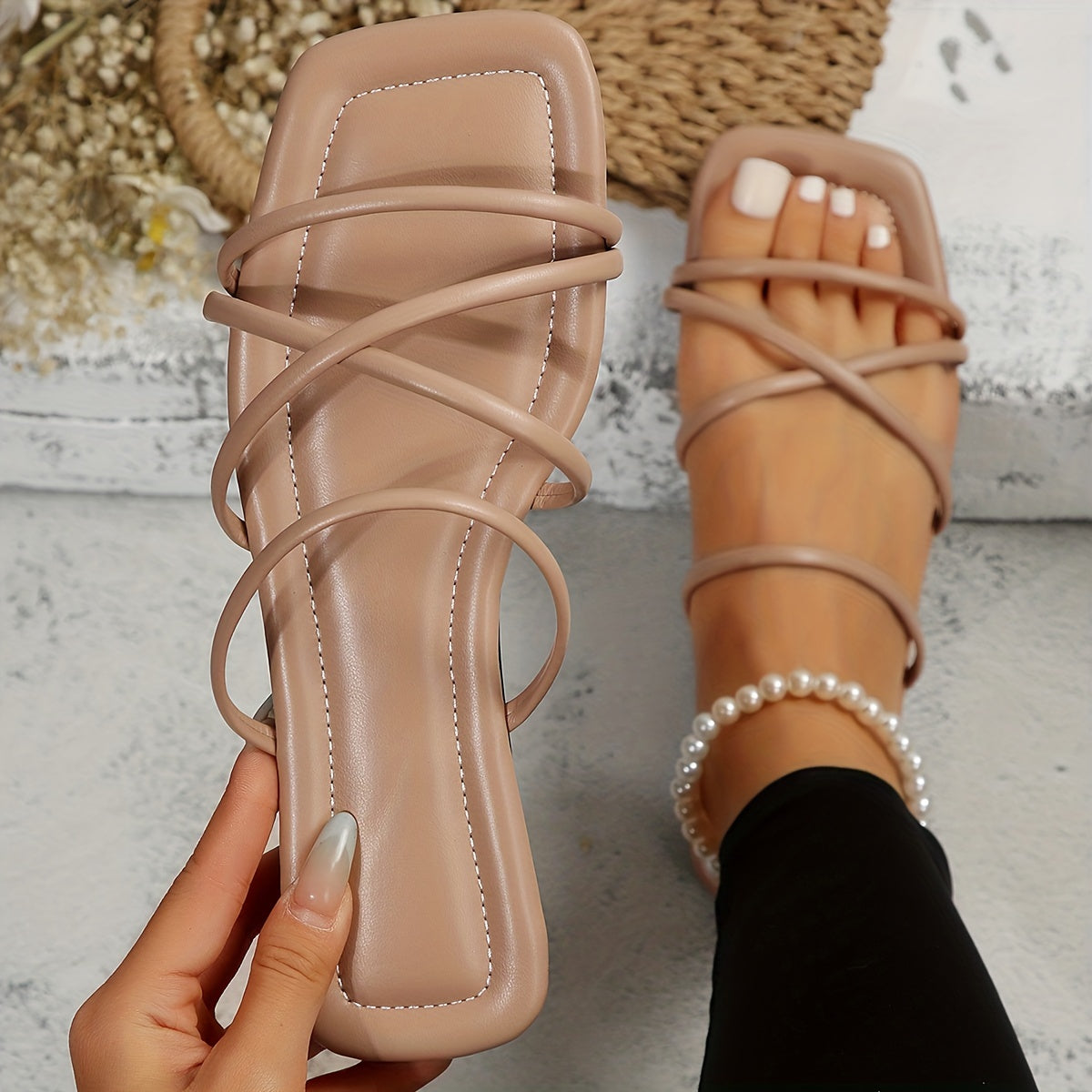 Women's Flat Large Size Sandals Comfort Wide Fit Black