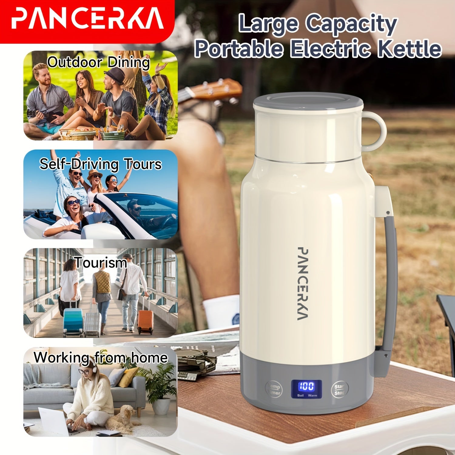 Portable Stainless Steel 1.0L Electric Kettle 800W Travel Coffee Boiler