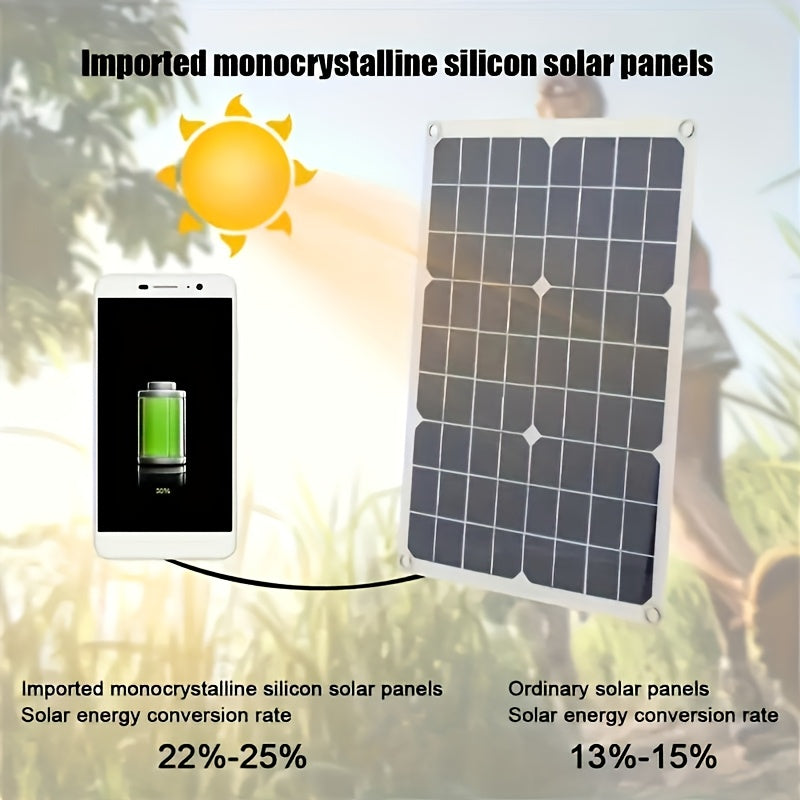 Cargador de panel solar plegable de 25W portátil de plástico blanco para camping, coche, motocicleta, emergencia