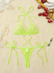 Women’s Lace Halterneck Lingerie Set with Bra and Thong