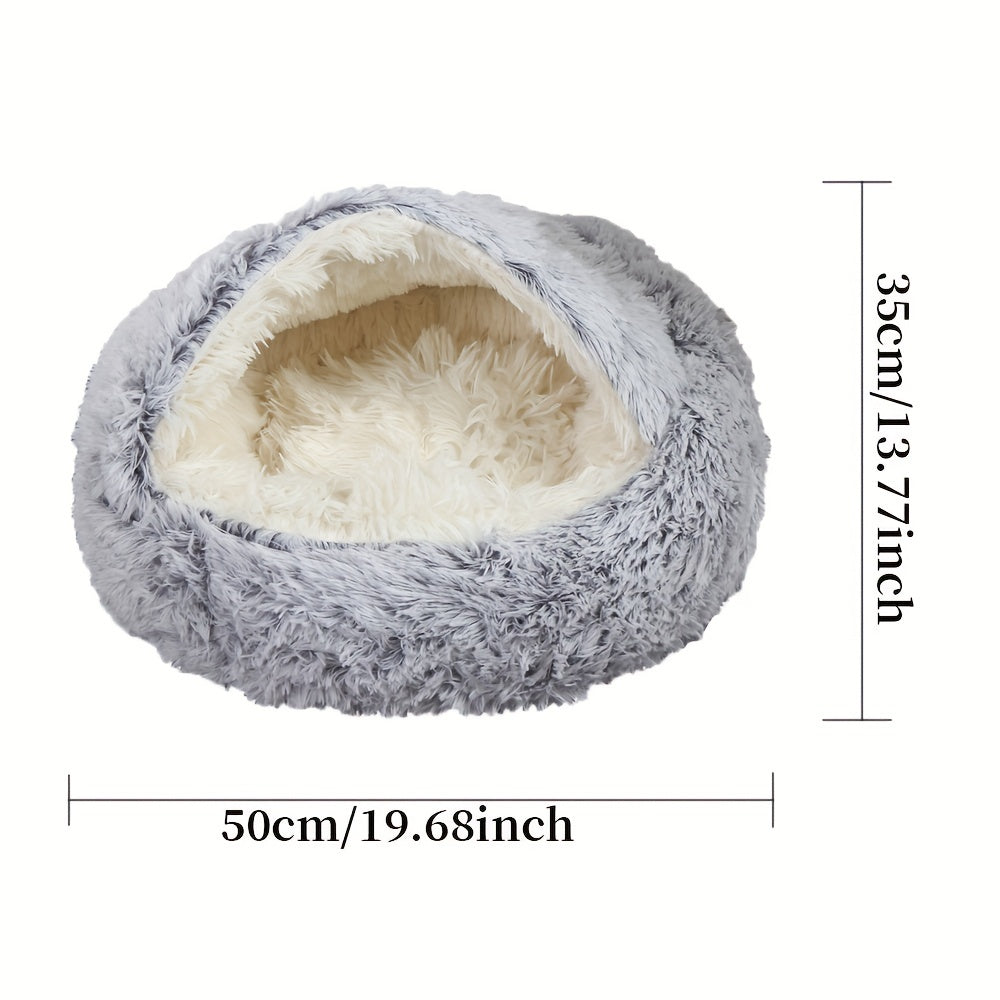 Soft Plush Cat Bed Modern Design Non-Slip Bottom Beige Cream Small Pets All Seasons