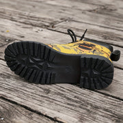 Women’s Western Ankle Boots Floral Insect Print Non-Slip Cushioned Yellow Black