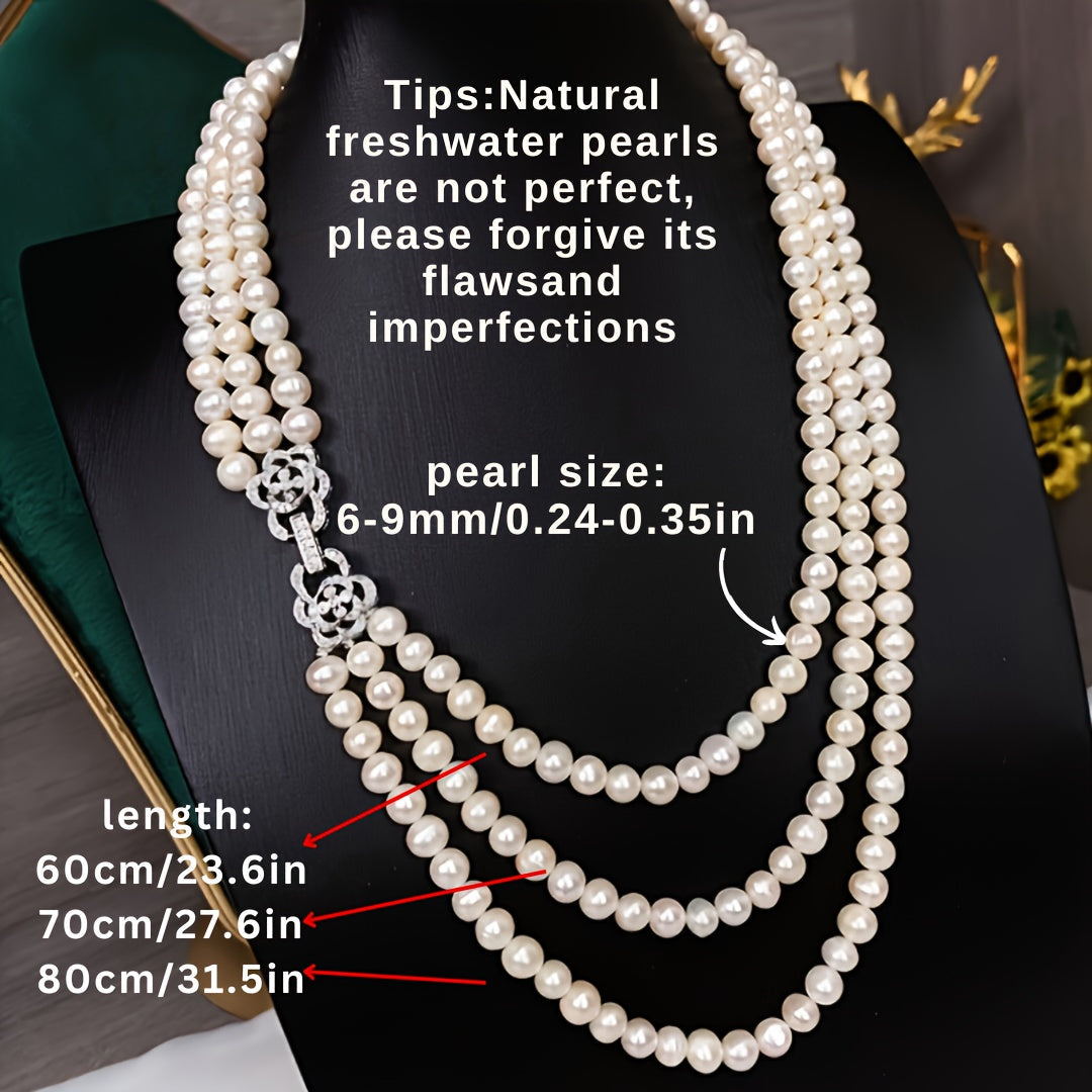 Women's Freshwater Pearl Necklace Multi-Layer Elegant Jewelry for Formal and Casual Wear