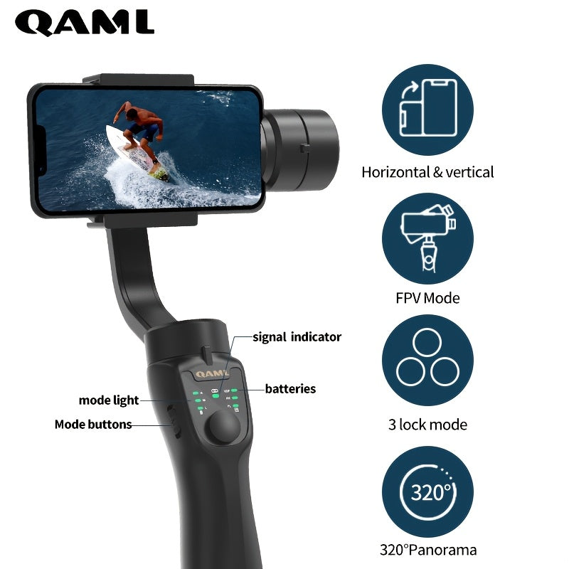 3-Axis Gimbal Phone Stabilizer for iPhone Xiaomi Wireless Rechargeable Stabilizer with Anti-Shake
