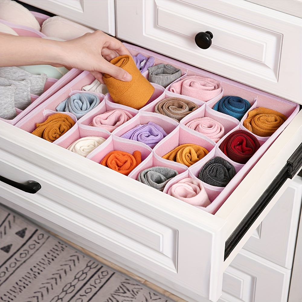 Набор из 4 розовых тканевых разделителей для ящиков для организации гардероба, регулируемый, экономящий пространство для хранения