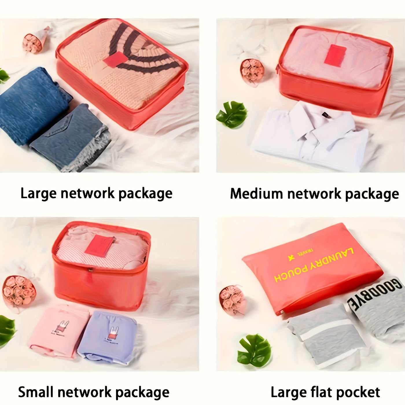 6pcs Travel Luggage Packing Cubes for Clothes Shoes Underwear Organizer Set