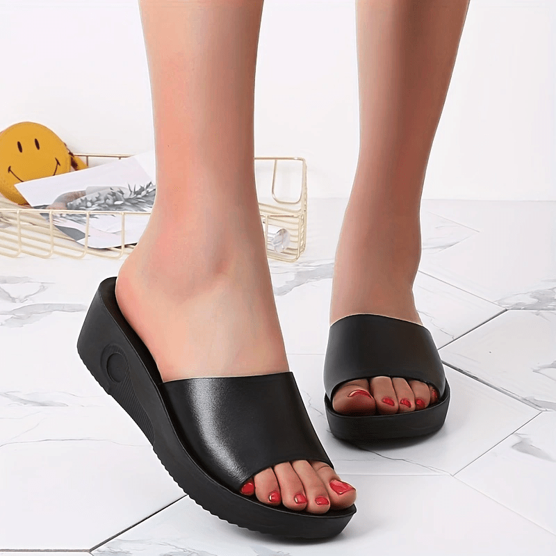 Women's Open Toe Slip-On Platform Wedge Sandals Casual Summer Shoes