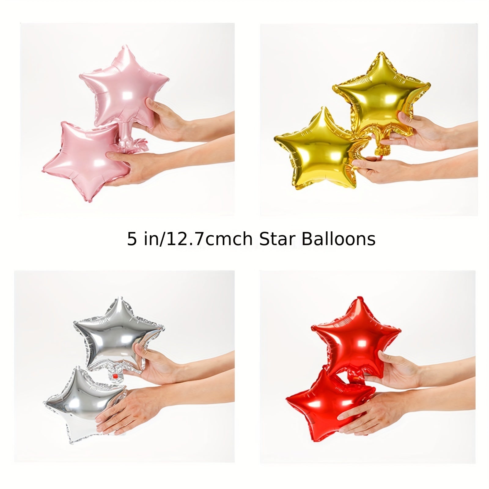 Paquete de 50 globos de estrella de aluminio de cinco pulgadas en oro y plata para decoración de ventanas y techos