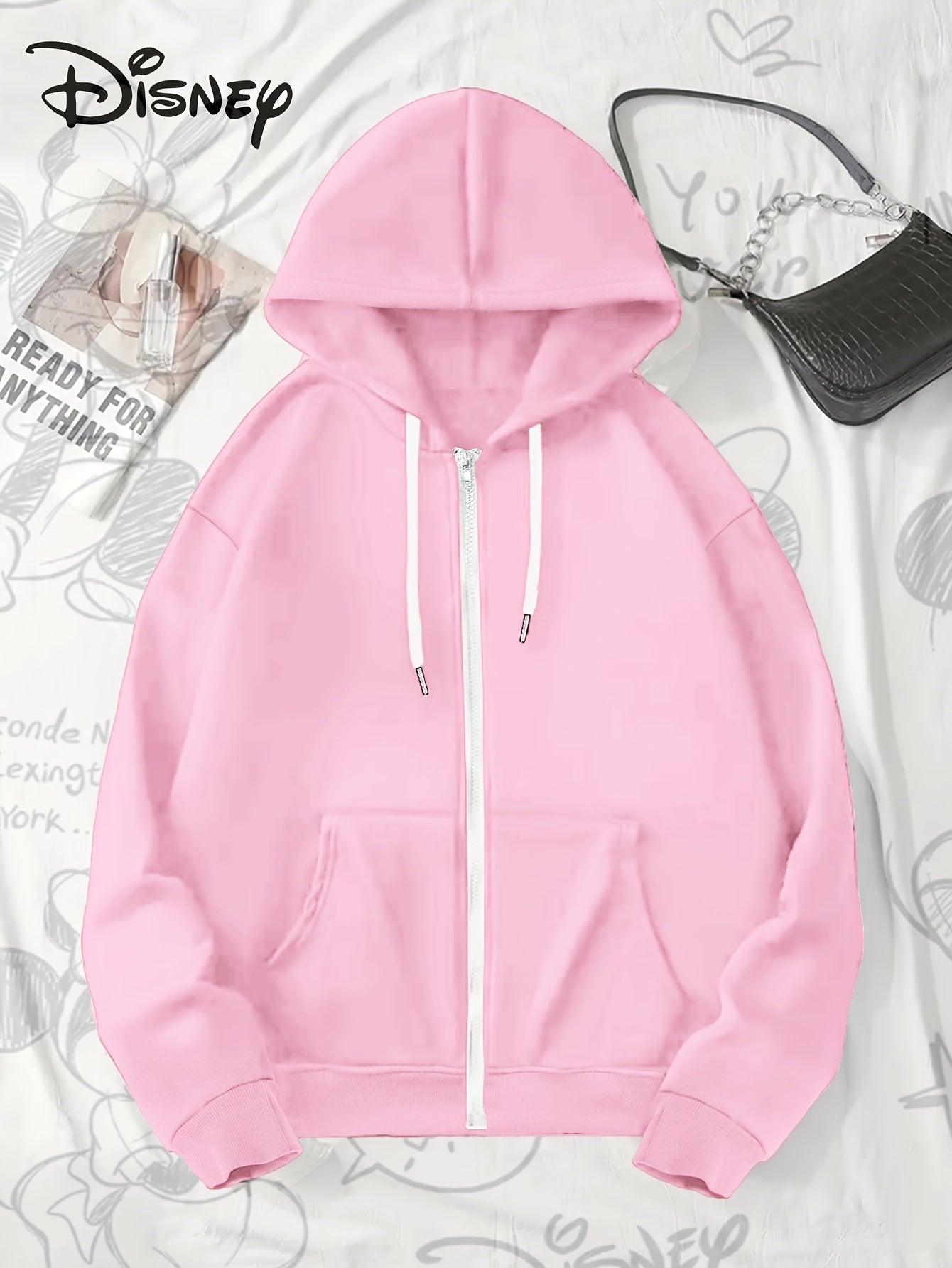 Women's Fleece-Lined Hooded Sweatshirt Cozy Winter Pullover with Cartoon Characters
