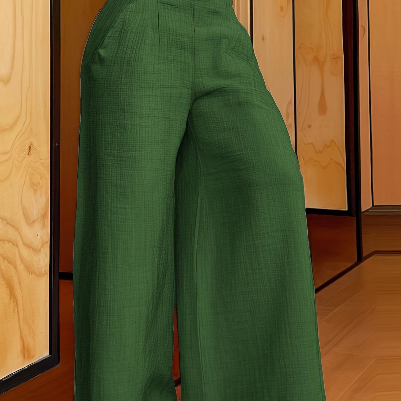 Plus Size Women's Wide Leg Cotton Pants Summer Breathable Solid Color Relaxed Fit