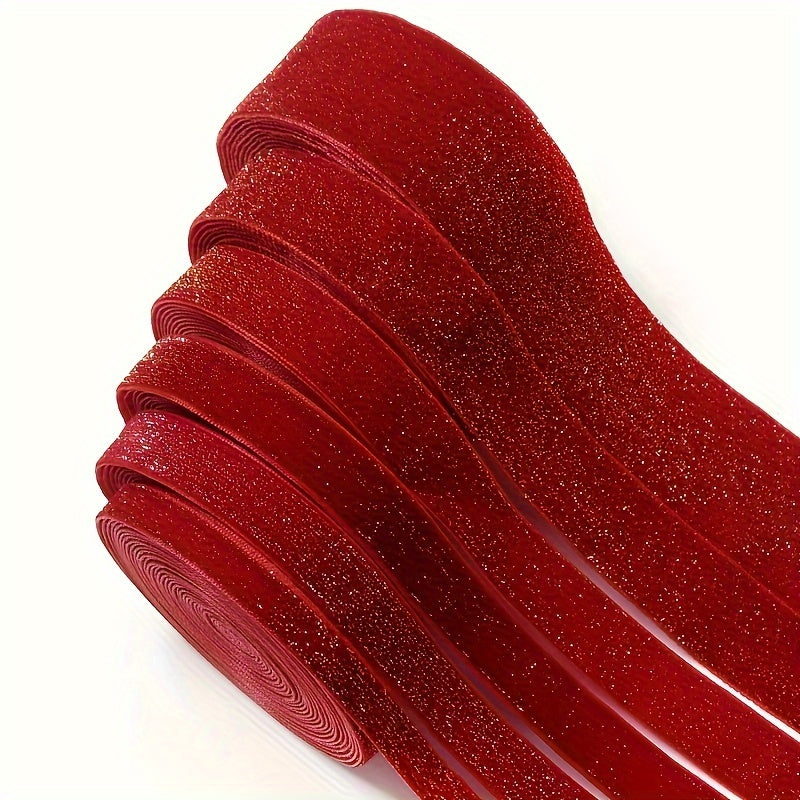 Red Velvet Ribbon 4.57m Glitter Accents for Gift Wrapping Wreaths and Decorations