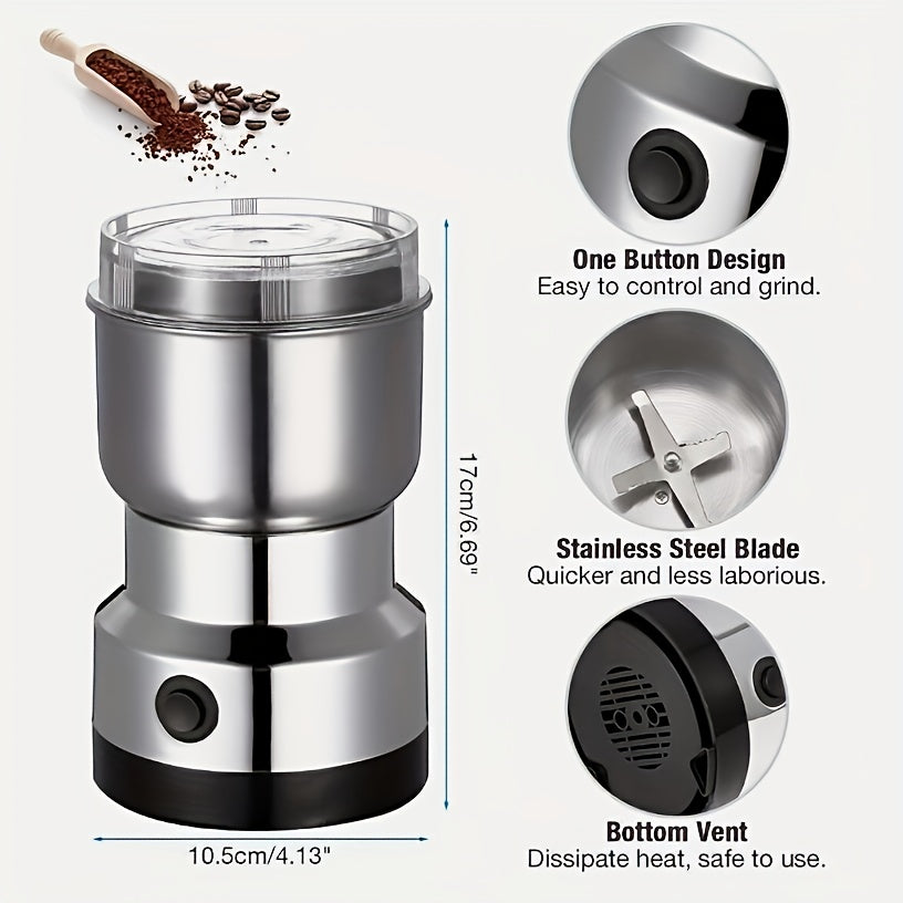 Stainless Steel Electric Coffee and Spice Grinder 300W Mini with 4 Blades