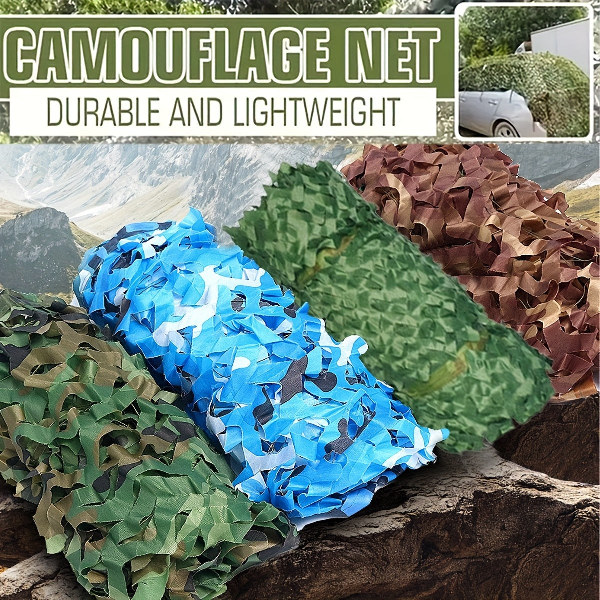 Camouflage Net 5x3m Sunshade Cloth for Outdoor Use Green Blue Brown