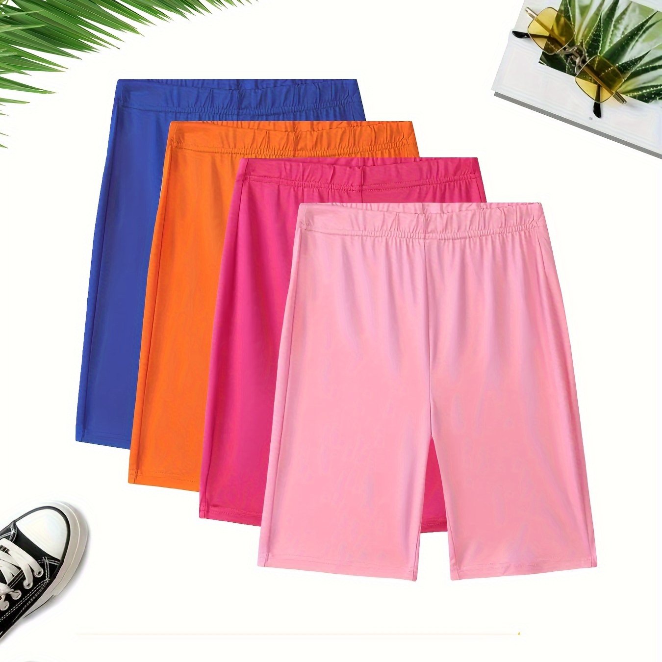 Women's Casual Sports Shorts Set Four Pieces Breathable Athletic Wear