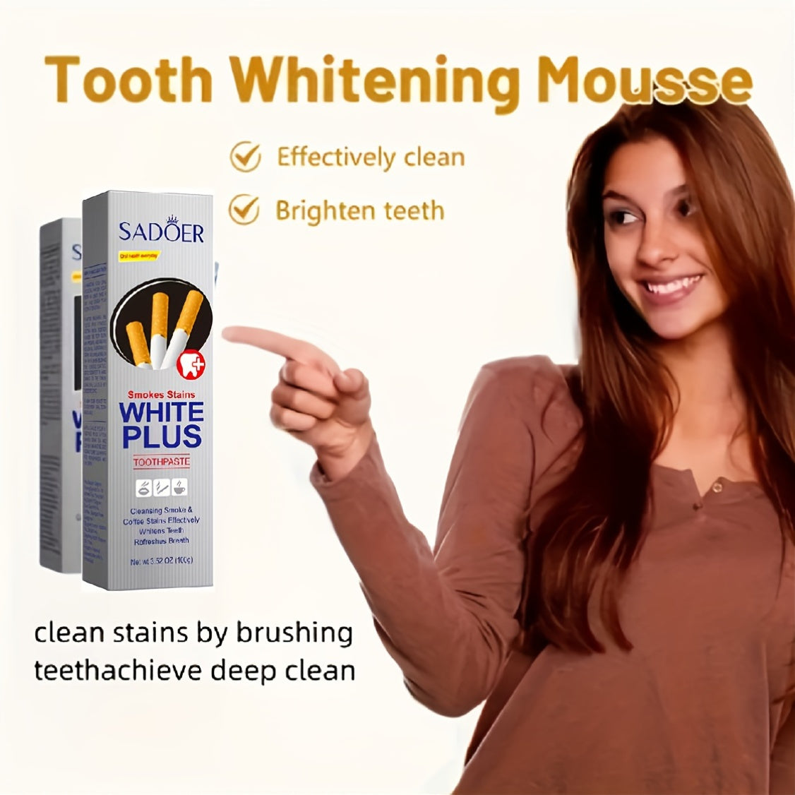 Whitening Toothpaste for Smoking Damage and Fresh Breath, Deep Clean