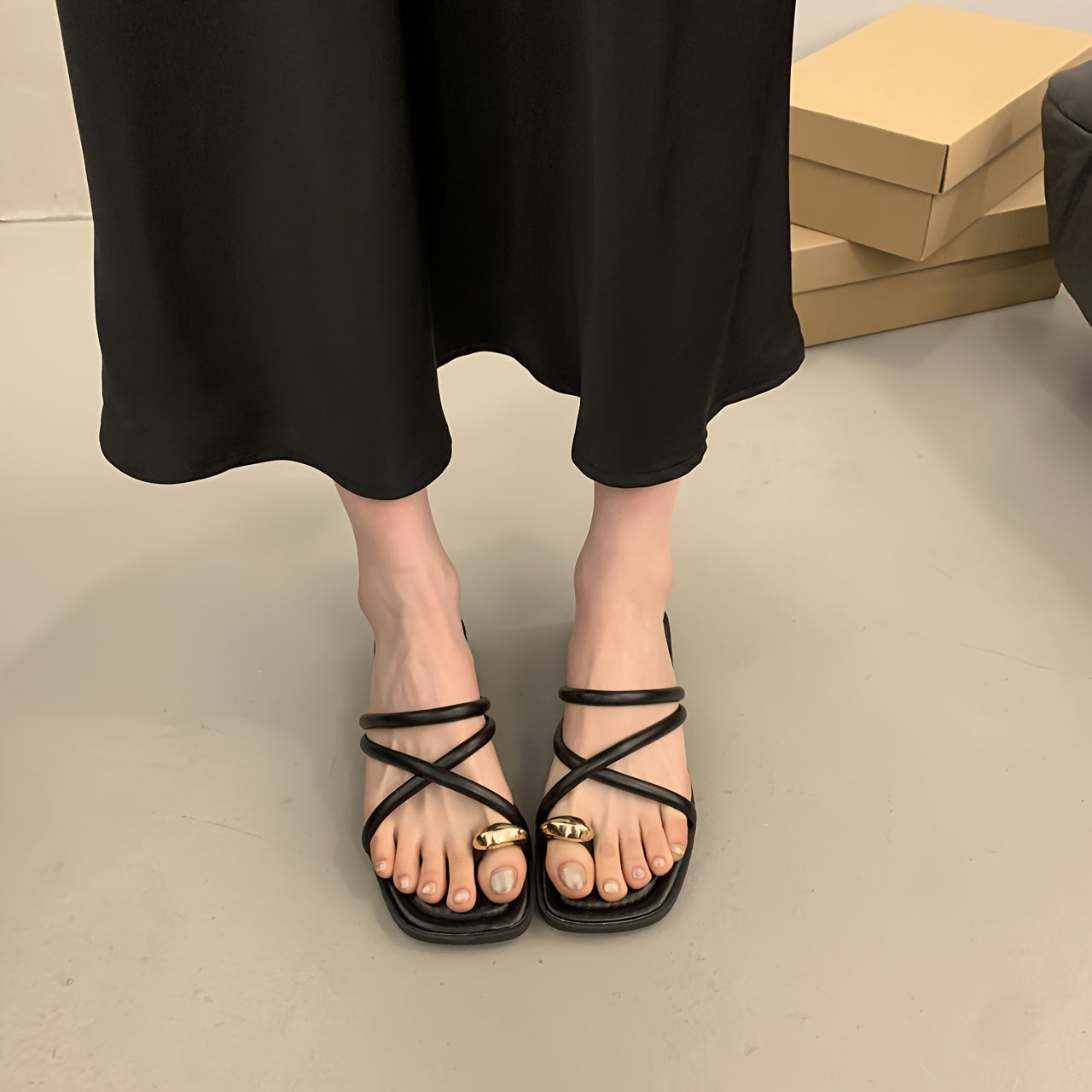 Women's Slide Sandals Open-Toe Cushioned Non-Slip Summer Casual Black White