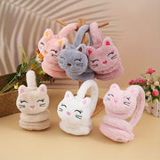 Soft Furry Solid Color Cat Plush Earmuffs for Women and Girls Winter Warmth
