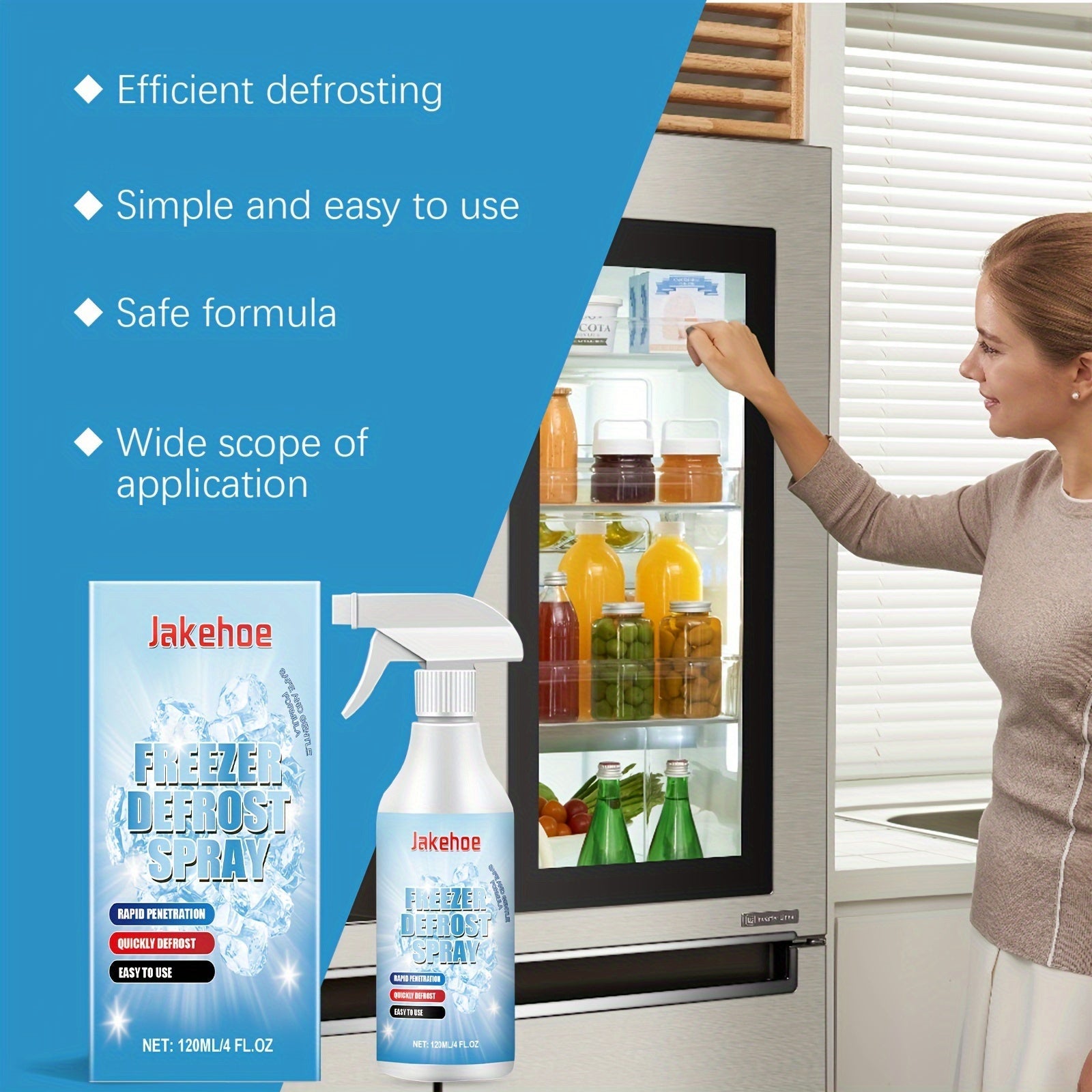 Muzlatgichingizni osonlik bilan eriting, bizning Ko'p Funktsiyali Muzlatgichni Erish Spray-dan foydalanib. Ushbu kuchli formula tezda muzni eritadi va muzni samarali olib tashlaydi, bu esa uni turli xil muzlatgichlar va muzlatgichlar uchun mos qiladi.