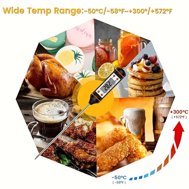 Digital Cooking Thermometer with Stainless Steel Probe for BBQ Baking and Milk Heating