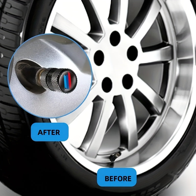 4-Pack Aluminum Alloy Tire Valve Stem Caps Universal Fit Rust-Proof Dust-Proof