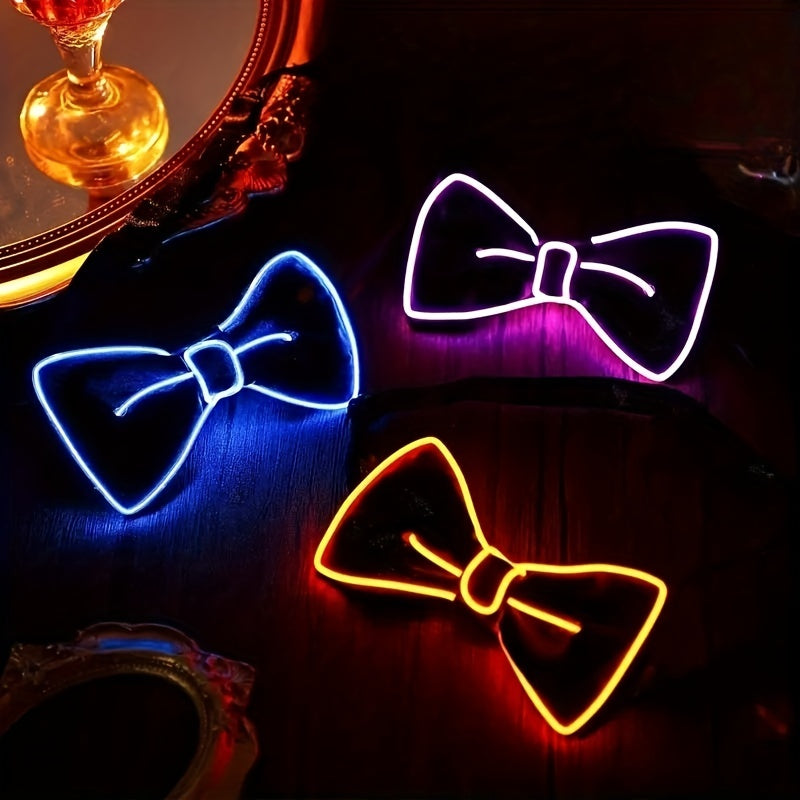 Halloween Glowing LED Neon Bow Tie for Parties Festivals and Celebrations