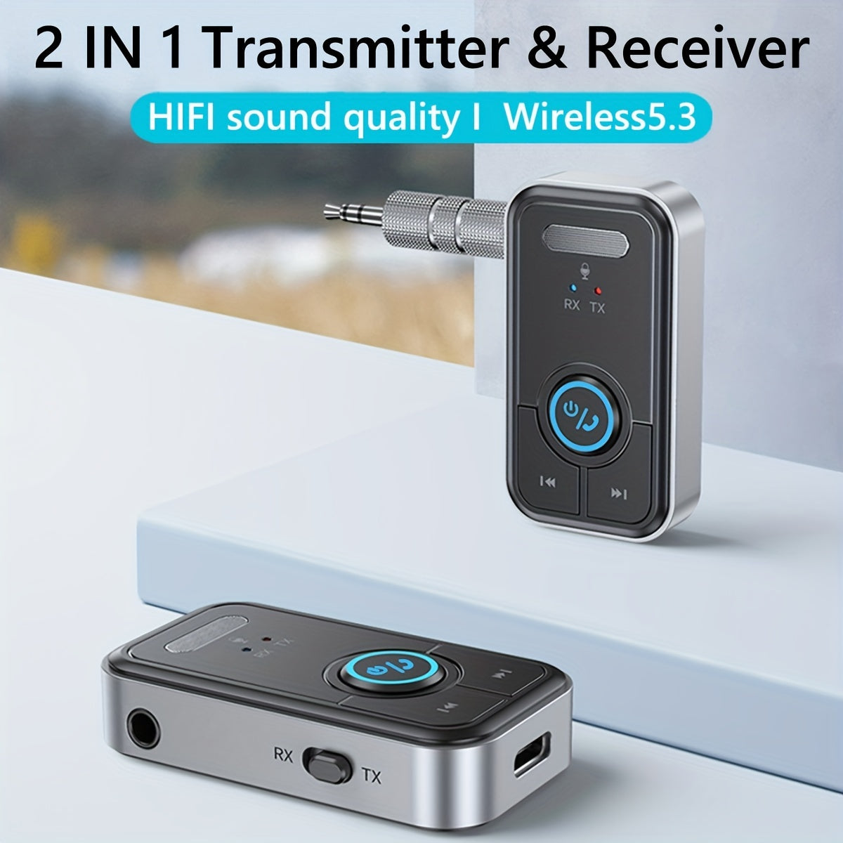Wireless Car Transmitter and Receiver with USB Charging for Vehicle Audio