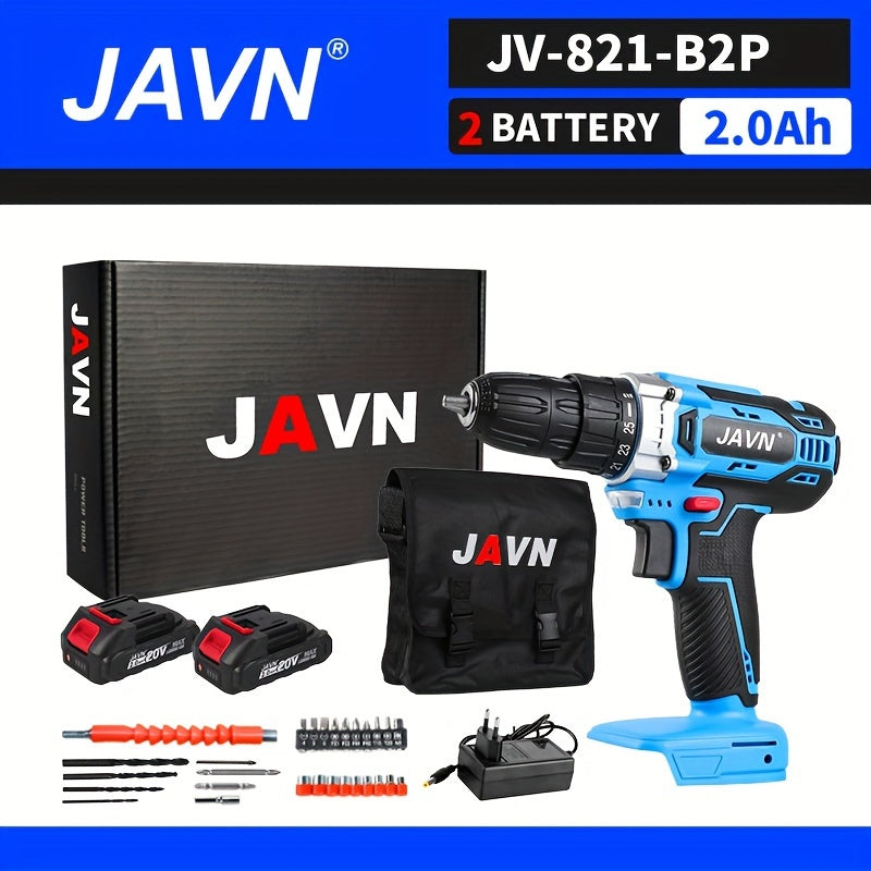 20V Cordless Drill and Electric Screwdriver Set with Lithium-Ion Battery and Ergonomic Grip Blue Black