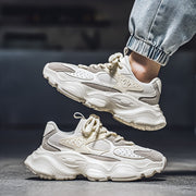 Men's Sneakers Breathable Mesh Casual Sports Mid-Top Lace-Up Anti-Slip Sole