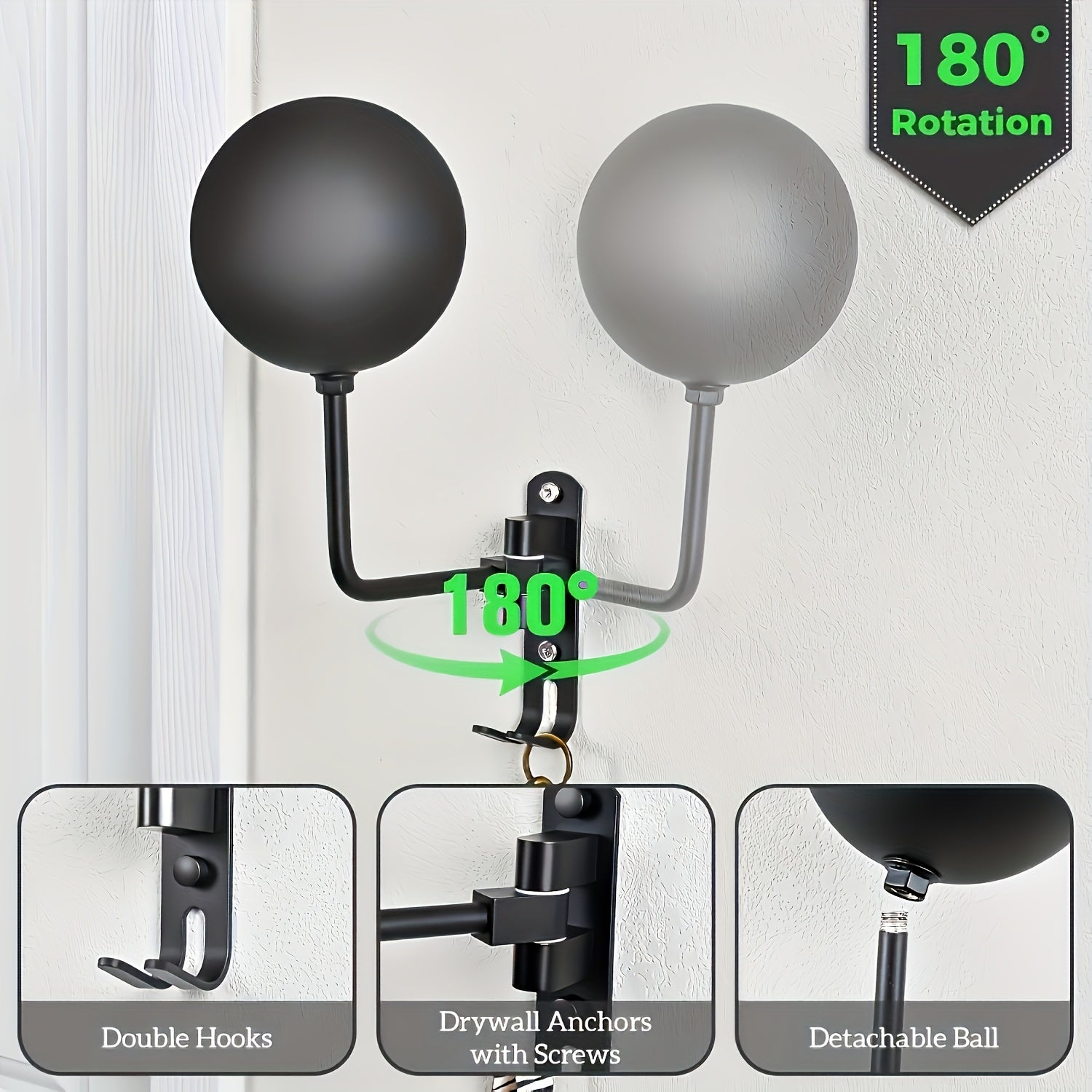 Motorcycle Helmet Rack Wall Mount Aluminum Alloy Heavy Duty Bike Helmet Holder