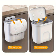 Hanging Trash Can with Lid for Bathroom Toilet and Diapers Plastic Waste Bin