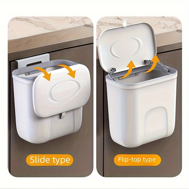 Hanging Trash Can with Lid for Bathroom Toilet and Diapers Plastic Waste Bin
