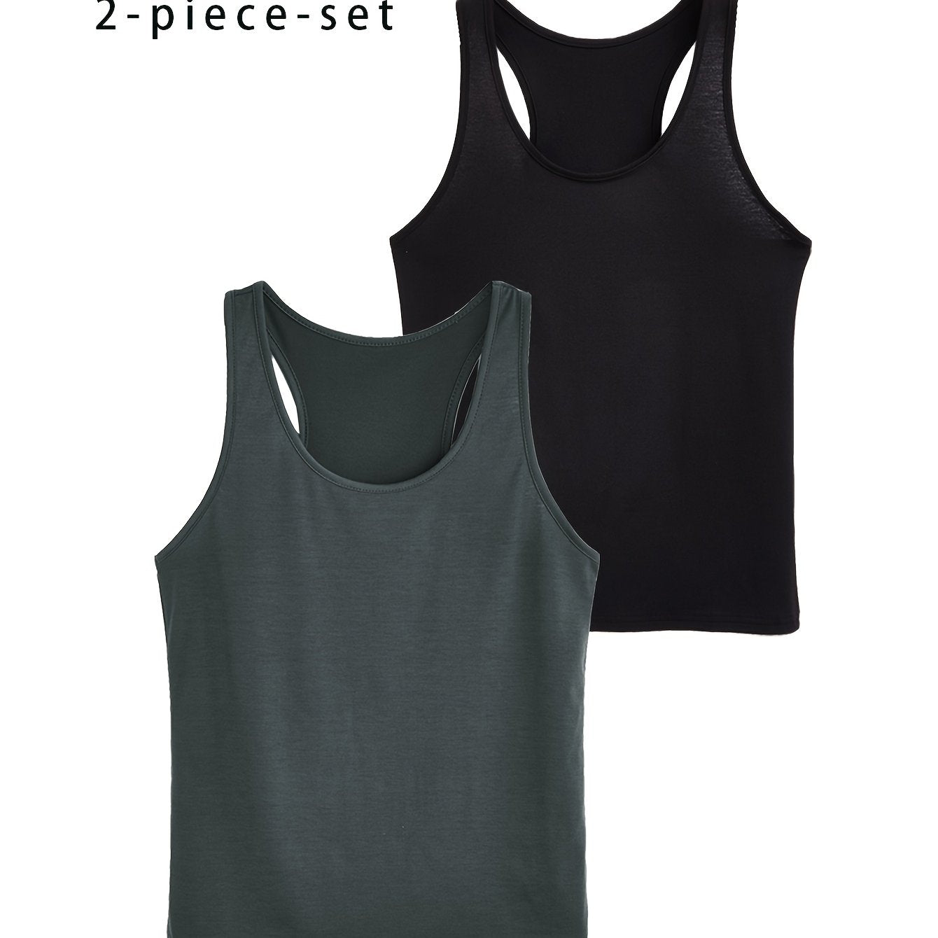 Women's Plus Size Casual Off-Shoulder Vest Set 2pcs Black White