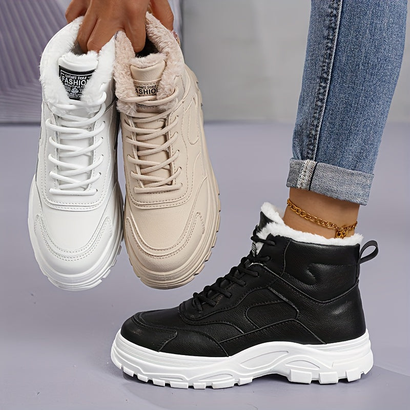 Women's Fleece-Lined Winter Boots Warm Insulated Snow Boots White