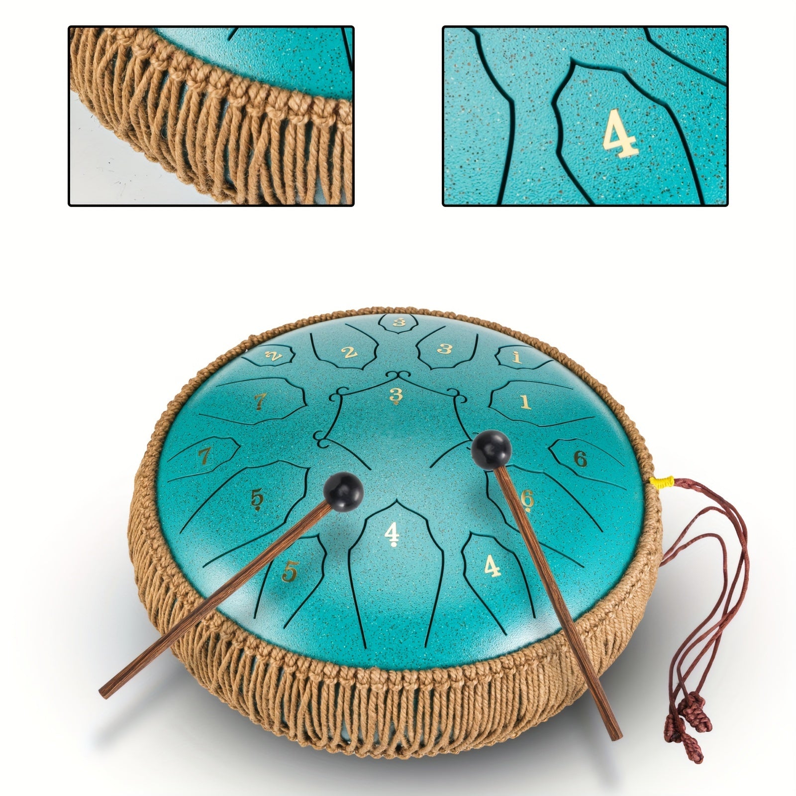 30.48cm po'lat tiltongli davul, 15 ta notali, sayohat sumkasi va aksessuarlar bilan, meditatsiya, yoga va dam olish uchun